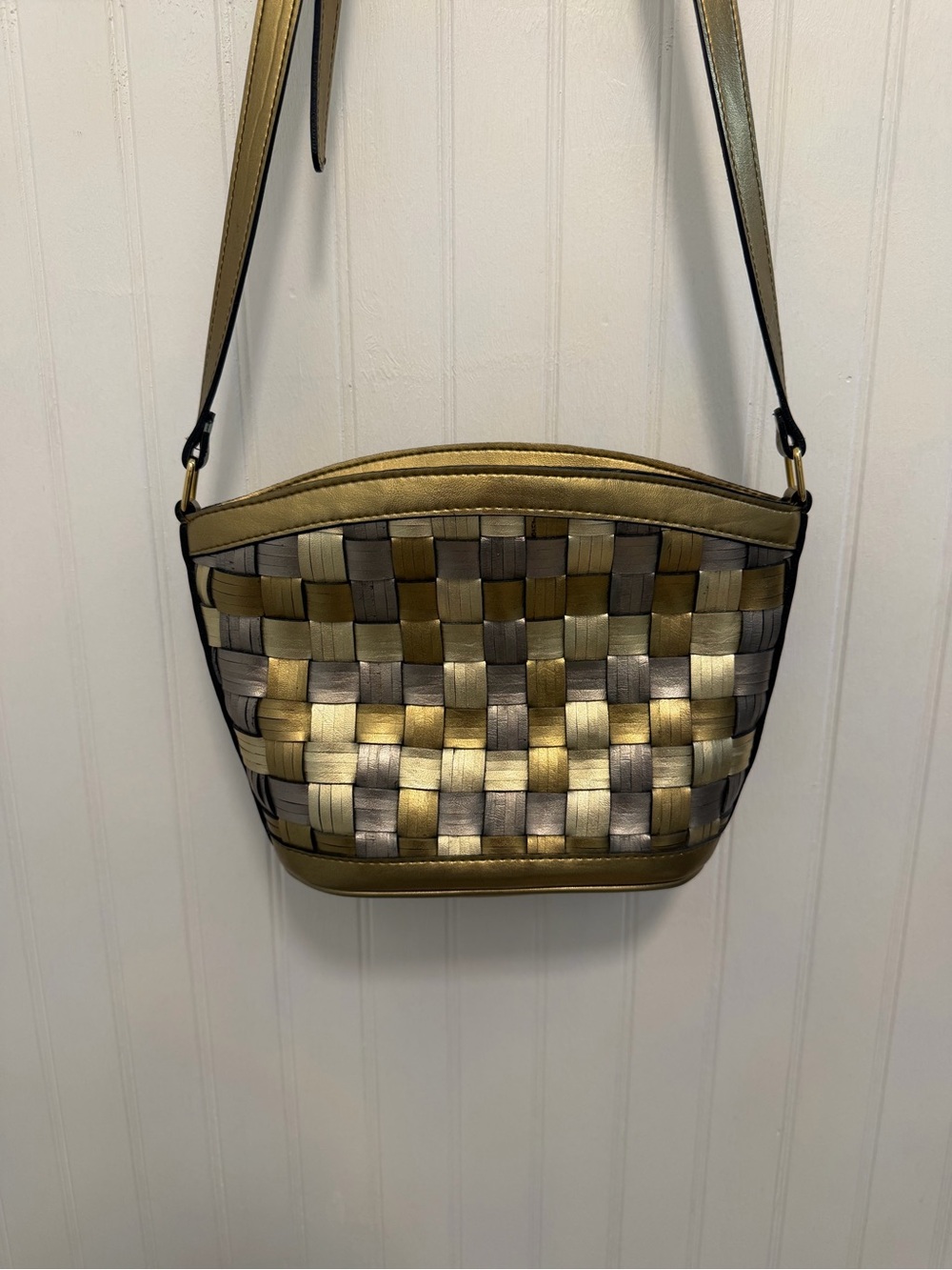 Woven Metallic Gold & Silver Shoulder Bag